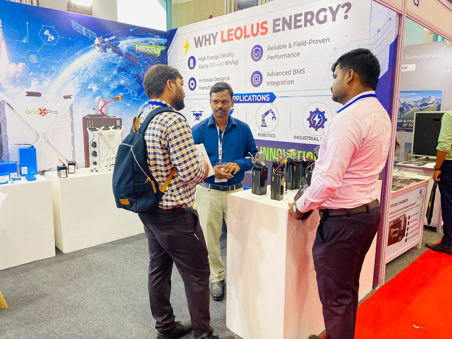 Leolus Energy at DEFTECH Bharat 2026 drone & defence battery exhibition, Bengaluru — photo 1