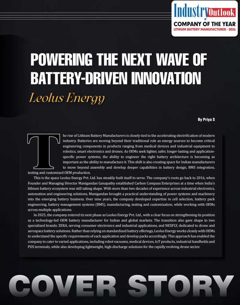 Opening page of The Industry Outlook cover story on Leolus Energy, September 2026